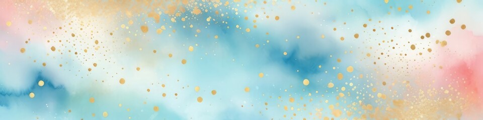 Abstract light turquoise, yellow and pink marble watercolor glitter lights background for banner. Blurred bokeh. Backdrop for Christmas, Valentines day, Womens day, holiday or event
