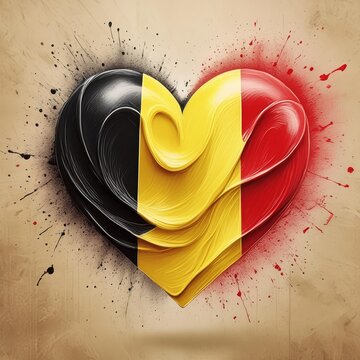 heart painted with Belgium flag ,generated by AI