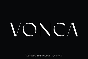 Elegant minimalist alphabet display font vector. Luxury and feminine typeface.