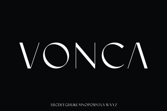 Fototapeta Elegant minimalist alphabet display font vector. Luxury and feminine typeface.