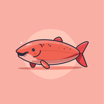 recommend clip art: Cute salmon cartoon character. Vector illustration in flat design style.