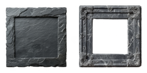 Granite dark rock frame . Rock stone square border