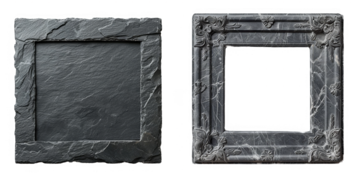 Granite dark rock frame . Rock stone square border