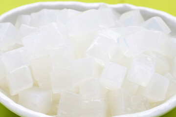 Mini cube coconut gel in syrup,  Thai dessert