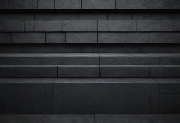 Architectural Minimalism: Charcoal Black Textured Wall with Linear Shadows and Highlights