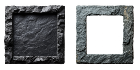 Granite dark rock frame . Rock stone square border