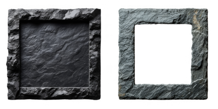 Granite dark rock frame . Rock stone square border