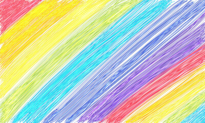 Rainbow colors background. Abstract illustration, horizontal wallpaper. Hand drawing.
