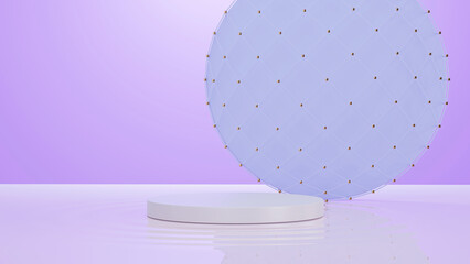 white podium on white water purple background 3D rendering