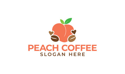 Peach coffee company logo icon template, coffee busniess logo