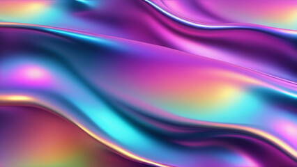 Fototapeta premium Holographic light purple and turquoise abstract pastel colors backdrop. Gradient neon colors with rainbow foil effect in trends 80s and 90s