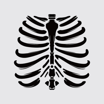 Skeleton rib thorax illustration vector wall art print, t shirt design, poster element, tattoo, sticker editable