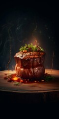 Beef steak dish digital art