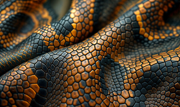 close up of a texture of snake skin brown gold 