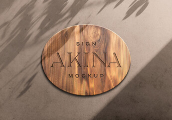 Carved Wooden Sign Mockup With Generative AI - obrazy, fototapety, plakaty