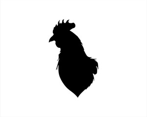 Chicken head silhouette vector illustration isolated on white background