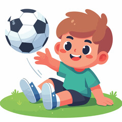 Vector a boy playing soccer