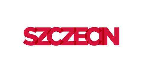 Obraz premium Szczecin in the Poland emblem. The design features a geometric style, vector illustration with bold typography in a modern font. The graphic slogan lettering.