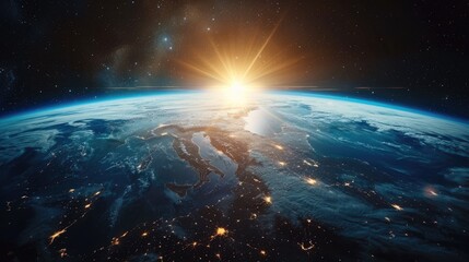 Fototapeta premium Viewing half of the Earth from space, ground level