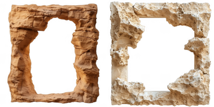 Limestone coral organic frame. Rock stone border