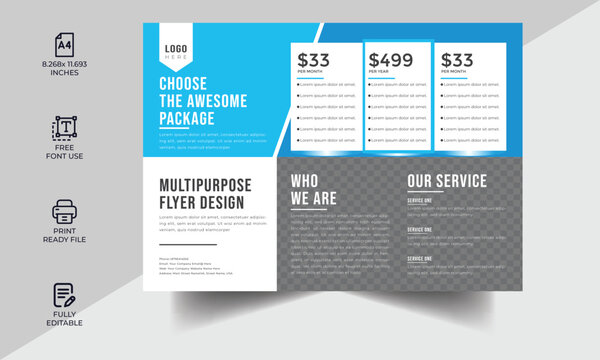 Modern business advanced table layout template with place for your content. data sheet layout template.  Flat design, easy to use for your website or presentation.