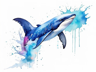 whale splash watercolor isolated background