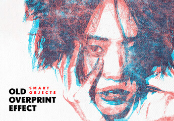 Vintage Overprint Photo Effect Mockup - obrazy, fototapety, plakaty