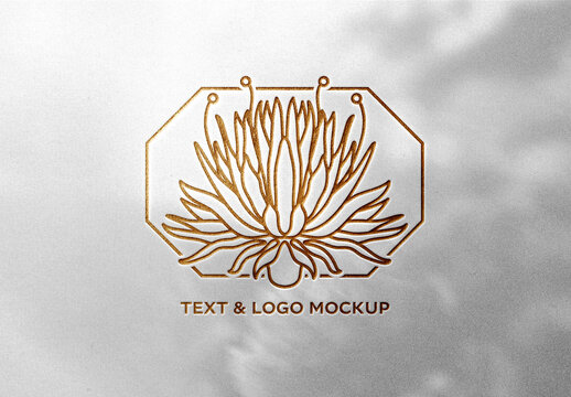 White Golden Embossed Logo And Text Mockup
