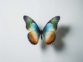 Mariposa colorida posando en la pared