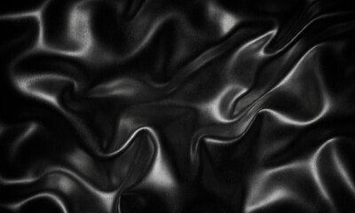 Obraz premium Black metalic cloth background, 3d rendered texture, dark surface, carbon, graphite