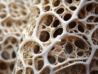 A close up of the inside of a bone showing the cancellous structure.