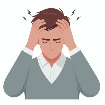man holding head, stressed, headache clip art preview