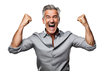 Middle aged man on isolated chroma key background