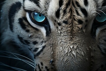 Eyes of a great white tiger on gray background