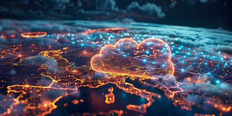 Data Transfer Cloud Computing Technology Concept Photorealistic Image