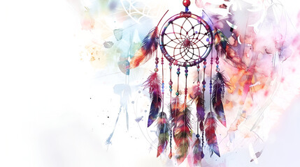 Beautiful handmade dream catcher on white background  ,A Mesmerizing Dream catcher Isolated on a  colored White Background
