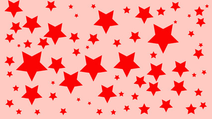red stars with different sizes isolated on watermelon pink background 