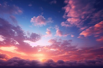 Fototapeta premium Fantasy evening sky background with shaped clouds backgrounds outdoors horizon.
