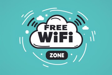 Illustration to indicate free wifi area - obrazy, fototapety, plakaty