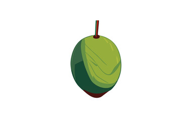 illustrazione di frutto di cocco verde con cannuccia infilata - obrazy, fototapety, plakaty