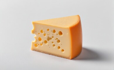 Piece of delicious cheese on a white background