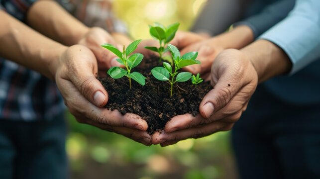 Business professionals collaborate with environmental experts to implement green practices that minimize their ecological footprint and maximize their positive impact on the planet.