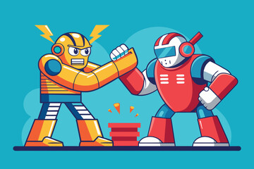 robots, arm wrestling, resistances and competitions - obrazy, fototapety, plakaty