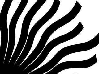 Abstract pattern with black-and-white striped lines. Psychedelic background. Op art, optical illusion. Modern design, graphic texture.