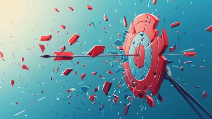 Fototapeta premium Archery target hit by an arrow