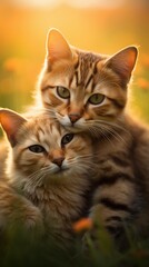 Picture of a cute cat with blurred background Created with Generative AI technology.