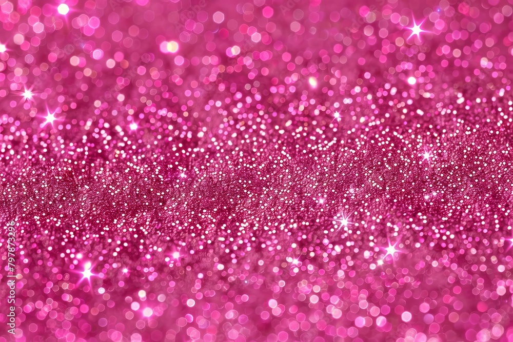 Aufkleber a close-up view of bright pink glitter with defocused light spots creating a bokeh effect, showcasin