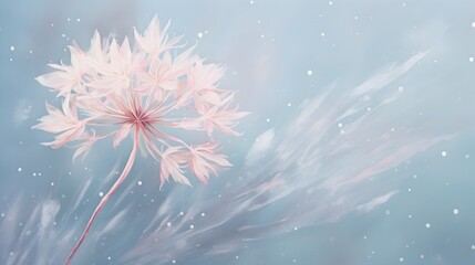 Breathtaking Watercolor Snowflake Flower in Panoramic Winter Wonderland - obrazy, fototapety, plakaty