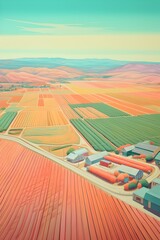 Captivating Aerial View of Lush Vineyard Landscape at Sunset with Vibrant Hues and Intricate Details - obrazy, fototapety, plakaty
