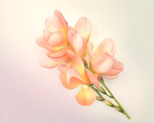 Delicate and Vibrant Freesia Flower in Soft Natural Lighting - obrazy, fototapety, plakaty